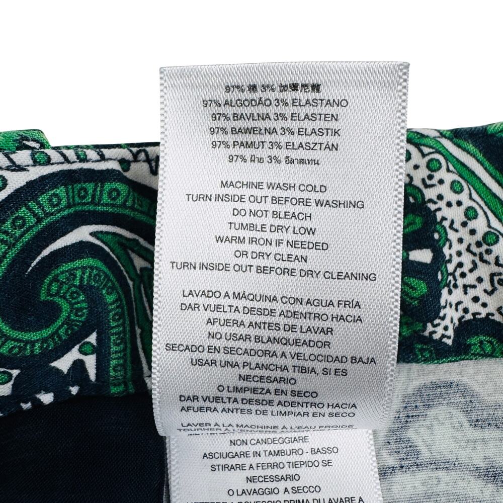 Michael Michael Kors Cotton Stretch Paisley Print Straight Leg Pants Women's 10 - Picture 7 of 7